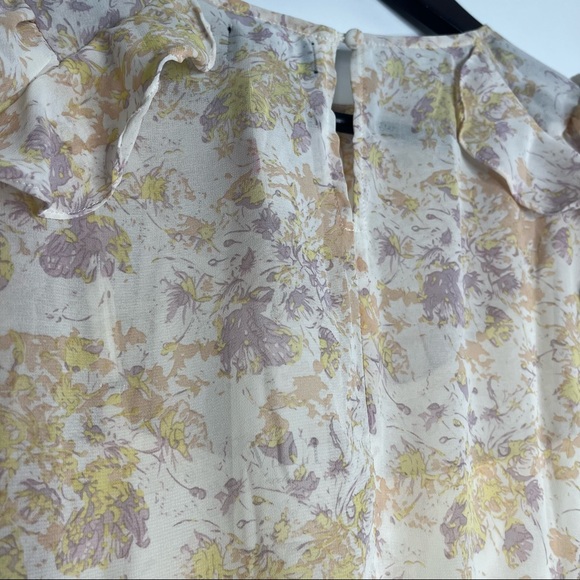 17) VICI Exclusive x Fate Yellow Floral Boho Ruffle Sleeve Mini Dress Size Small - Picture 10 of 11